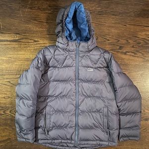 Grey & Blue Worn Large (14-16) Kids' L.L.Bean Down Jacket